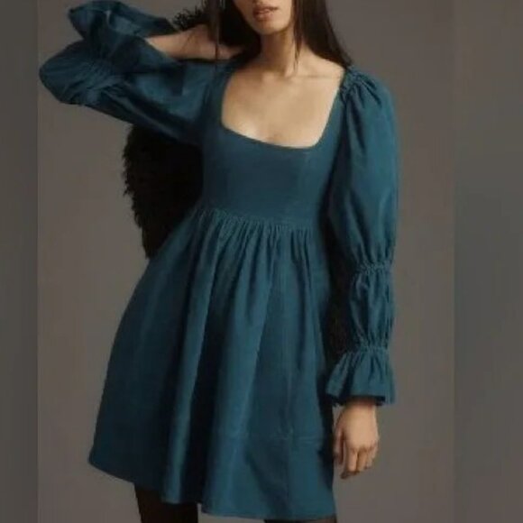 Anthropologie Dresses & Skirts - Pilcro Square-Neck Corduroy Babydoll Mini Dress